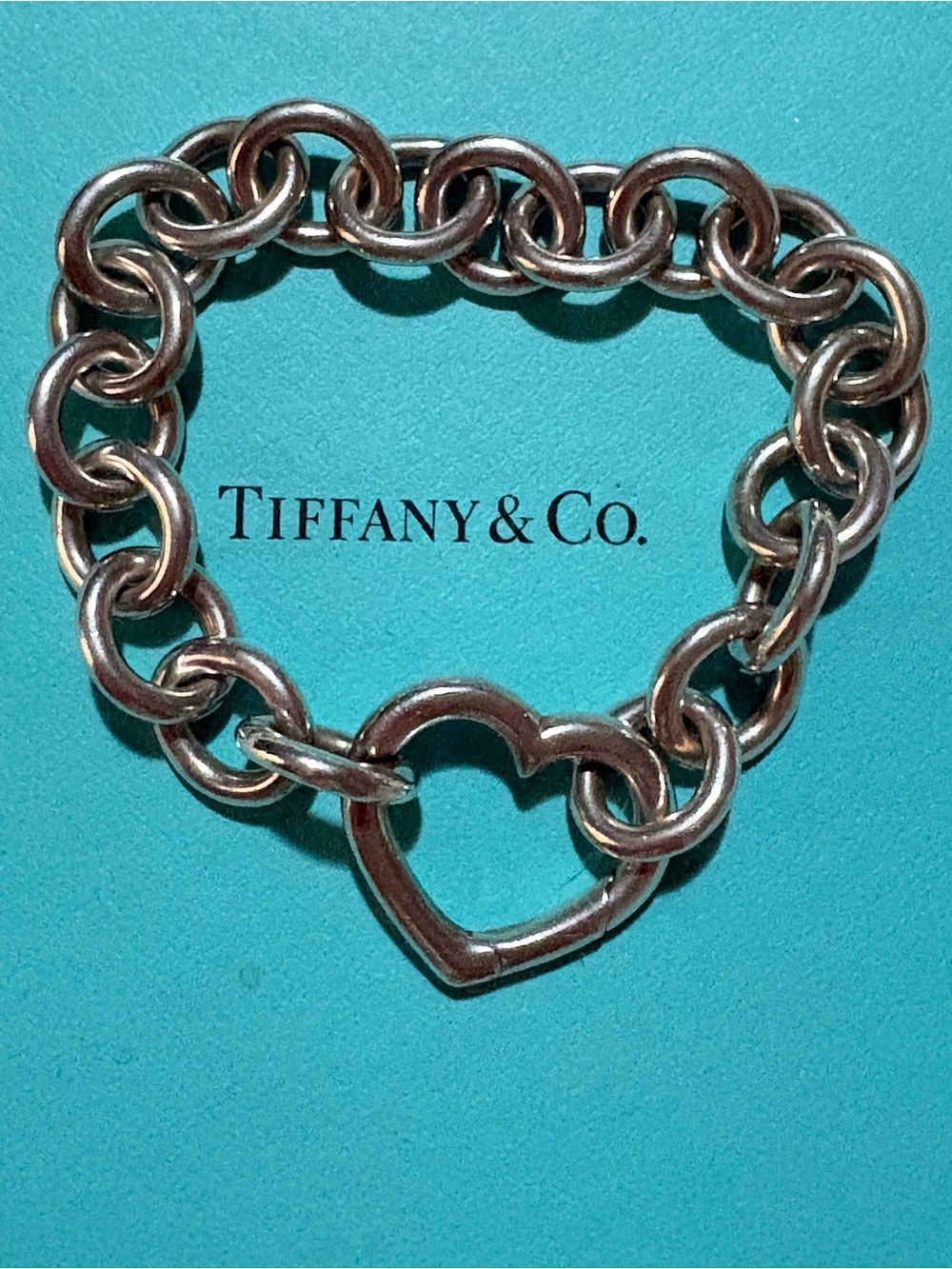 Tiffany & Co. Sterling Silver Heart Clasp Bracelet- Silver